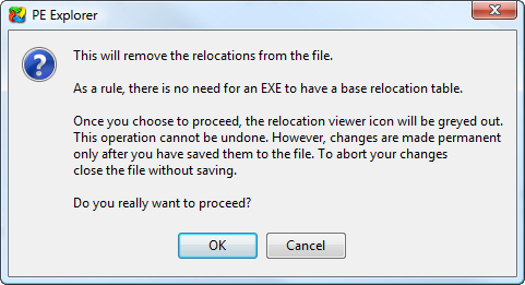 Remove Relocations tool Remove Relocations tool
